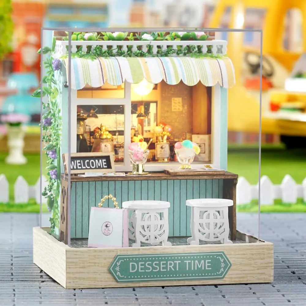 Doll House Plus Dust Proof troop ingenious longtime fireplace for Kids Teens Adults(Dessert Time) TuKIIE DIY Miniature Dollhouse Kit with Furniture, 1:24 Scale Creative Room Mini Wooden 