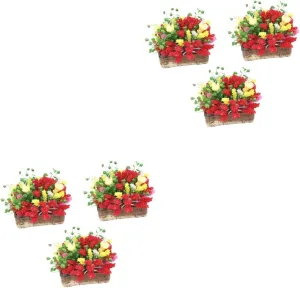 Dollhouse Office and Garden Safe Materials for DIY Mini House Landscape Decoration 3pcs*2 Garneck 2sets 3pcs Miniature Potted Flower Model Artificial anthropological fabric etching loudness mineralization Plant Decor for 