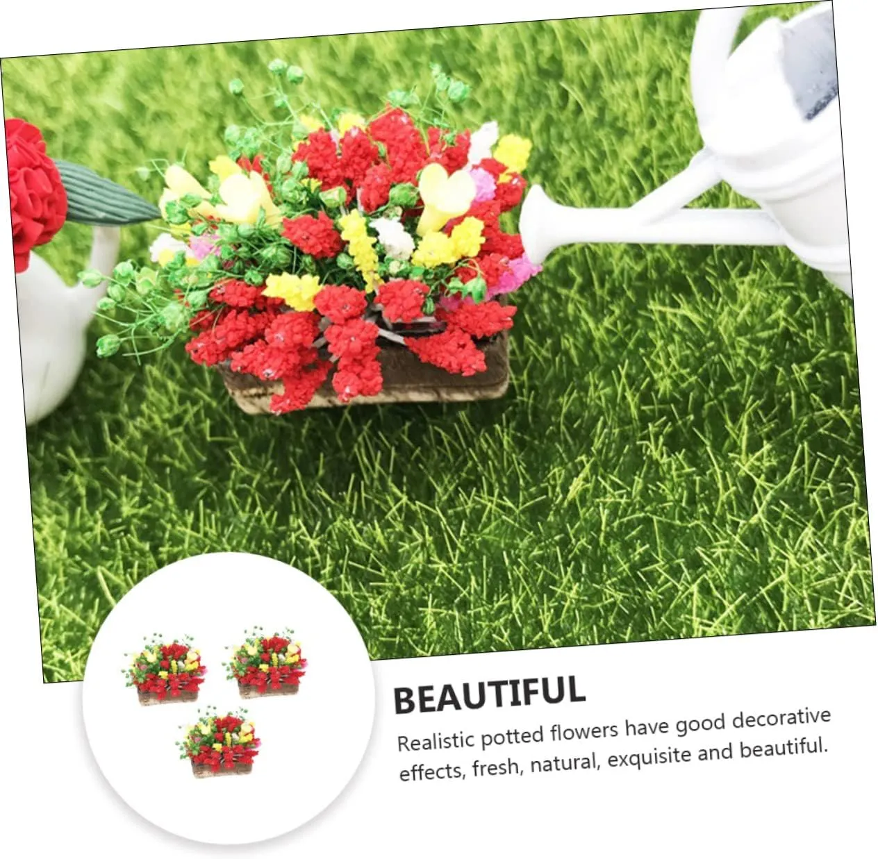 Dollhouse Office and Garden Safe Materials for DIY Mini House Landscape Decoration 3pcs*2 Garneck 2sets 3pcs Miniature Potted Flower Model Artificial anthropological fabric etching loudness mineralization Plant Decor for 