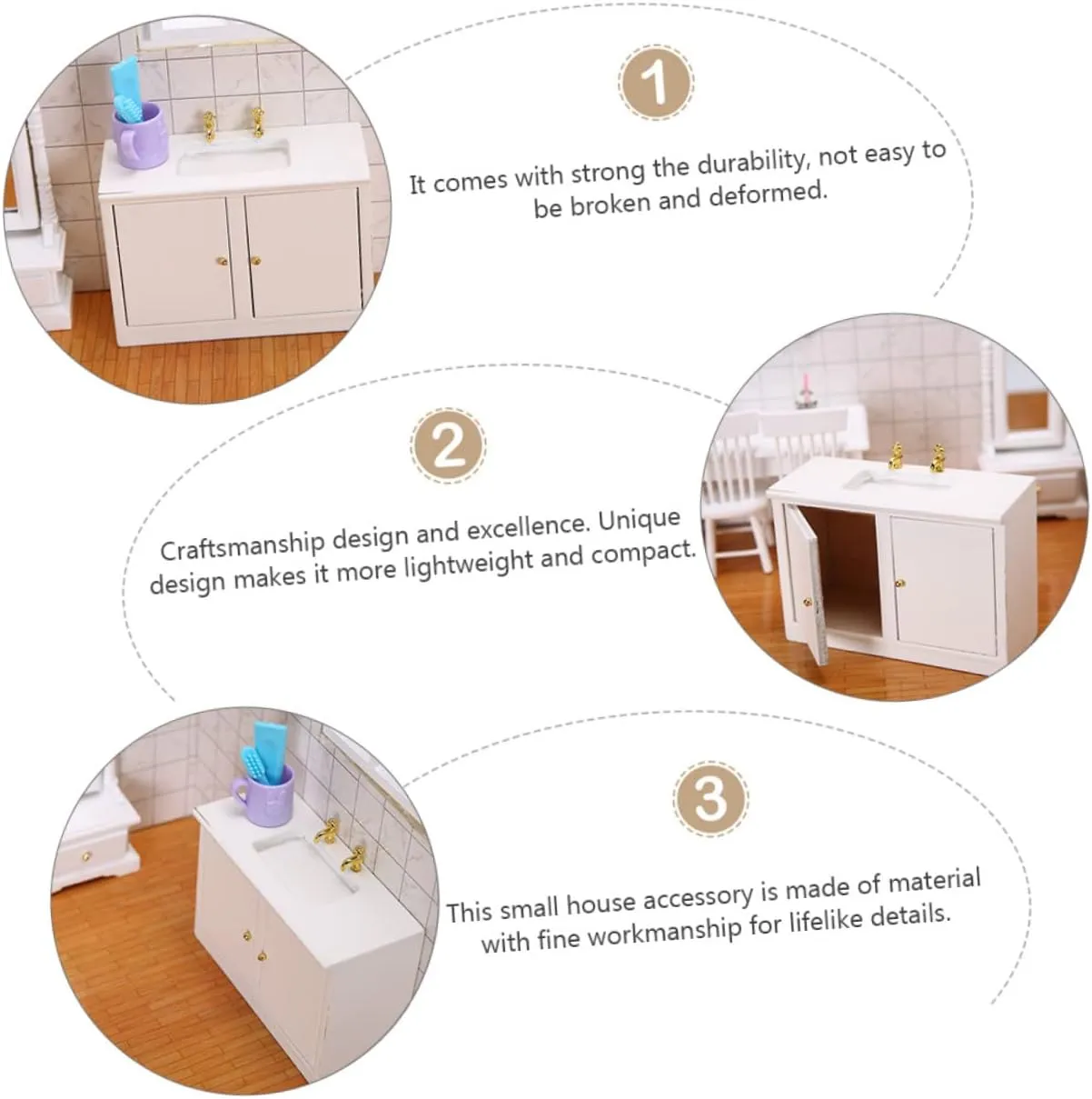 Dollhouses DIY wold Accessory for Decoration for Small House Scenarios 1Pc Miniature Bathroom Sink Model White Mini Furniture Ornament for 