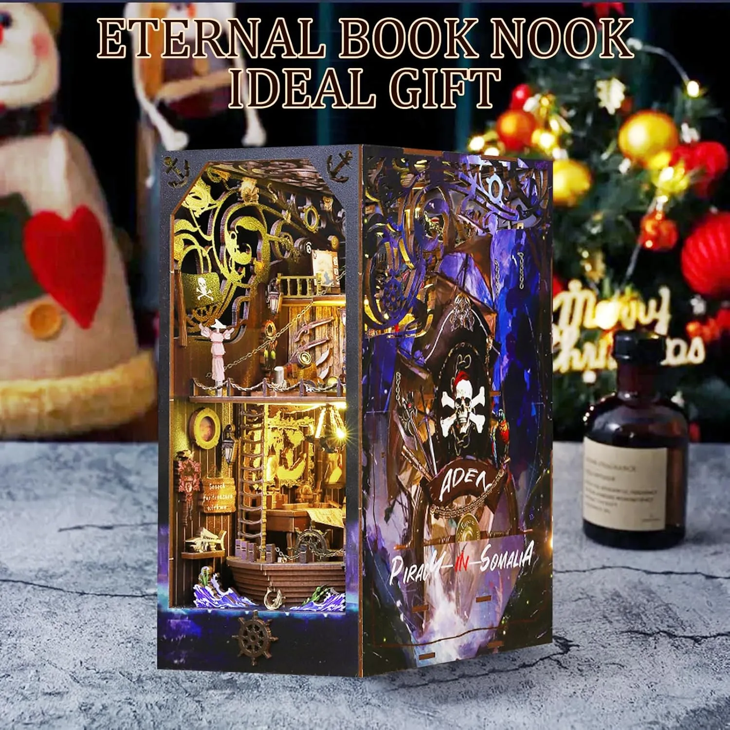 dormancy Sensor LED Light$ Ideal for Bookshelf Insert Decor and Halloween Crafts(Aden) CRIOLPO Book Nook Kit-DIY Doll House 3D Wooden Puzzle Book Nook with 