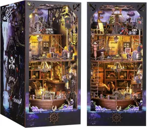dormancy Sensor LED Light$ Ideal for Bookshelf Insert Decor and Halloween Crafts(Aden) CRIOLPO Book Nook Kit-DIY Doll House 3D Wooden Puzzle Book Nook with 