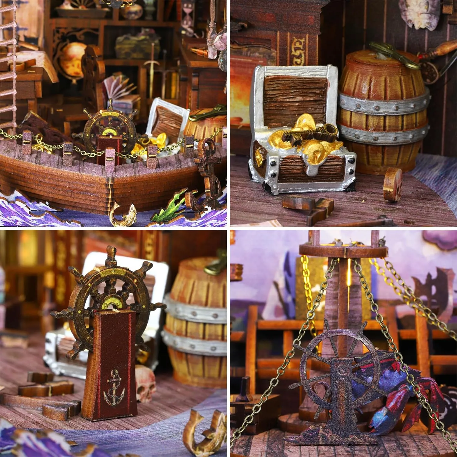 dormancy Sensor LED Light$ Ideal for Bookshelf Insert Decor and Halloween Crafts(Aden) CRIOLPO Book Nook Kit-DIY Doll House 3D Wooden Puzzle Book Nook with 