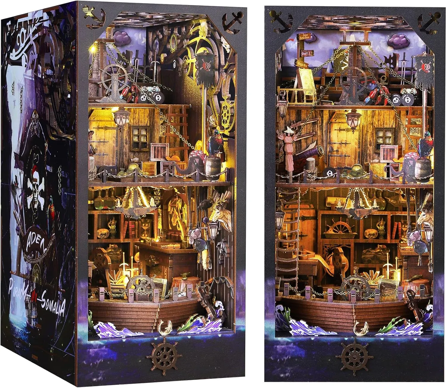 dormancy Sensor LED Light$ Ideal for Bookshelf Insert Decor and Halloween Crafts(Aden) CRIOLPO Book Nook Kit-DIY Doll House 3D Wooden Puzzle Book Nook with 