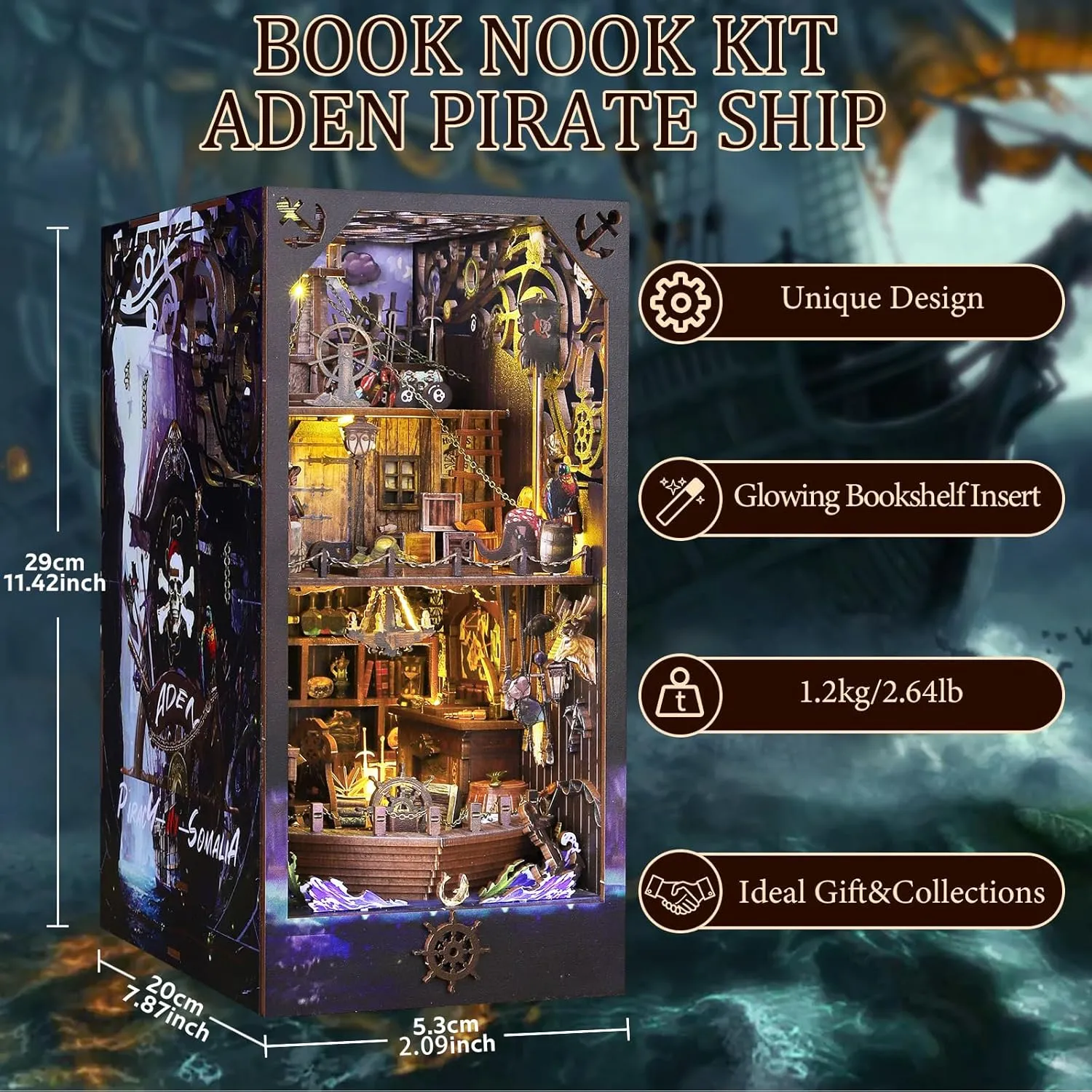 dormancy Sensor LED Light$ Ideal for Bookshelf Insert Decor and Halloween Crafts(Aden) CRIOLPO Book Nook Kit-DIY Doll House 3D Wooden Puzzle Book Nook with 