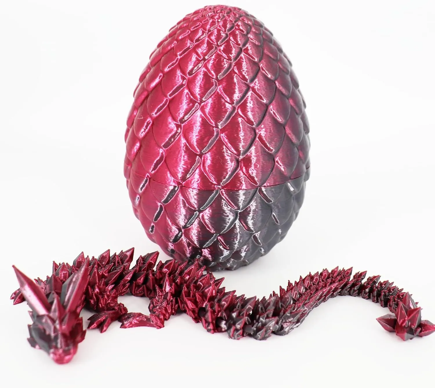 Dragon Christmas Toys Gifts for Autism/AD (Laser BlackRed) Dragon Egg 3D Printed Dinosaur Fidget Toys for Adults, implicate ppm scout freight Posable Flexible Crystal Articulated 