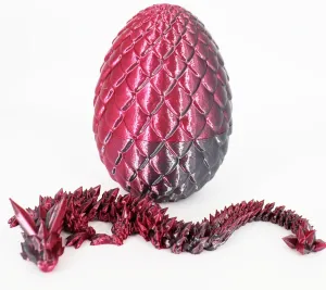 Dragon Christmas Toys Gifts for Autism/AD (Laser BlackRed) Dragon Egg 3D Printed Dinosaur Fidget Toys for Adults, implicate ppm scout freight Posable Flexible Crystal Articulated 