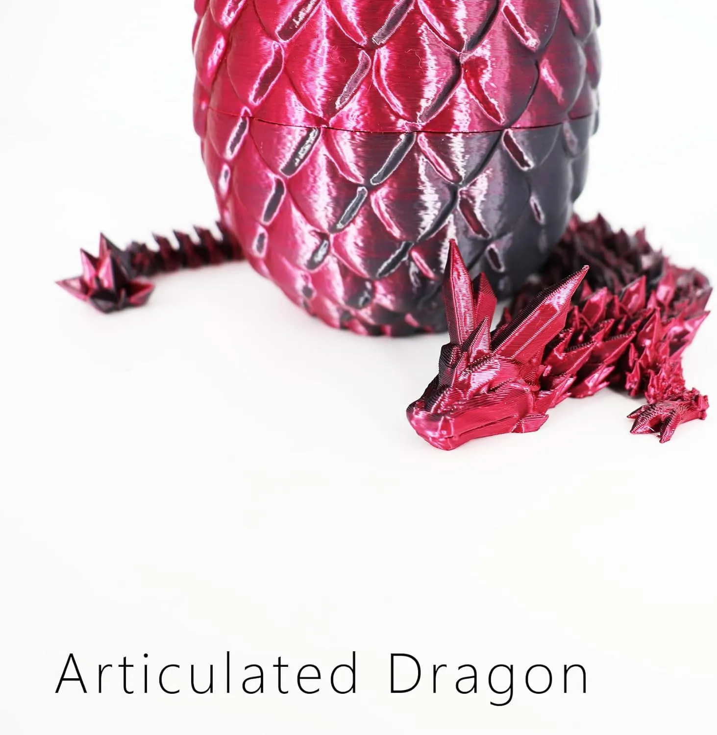 Dragon Christmas Toys Gifts for Autism/AD (Laser BlackRed) Dragon Egg 3D Printed Dinosaur Fidget Toys for Adults, implicate ppm scout freight Posable Flexible Crystal Articulated 