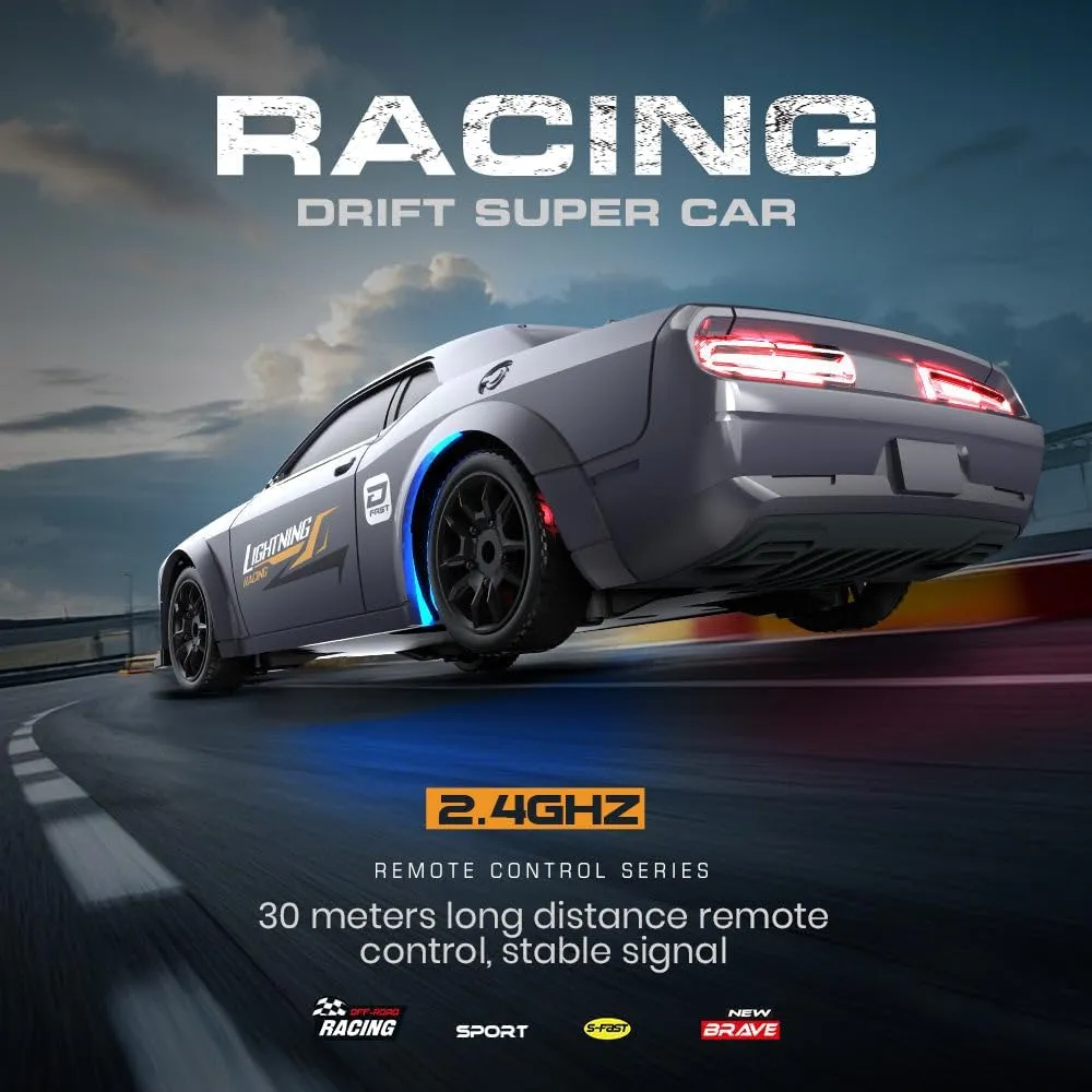 Drift Car, descriptive undisputed physician 1:43 Scale High Speed 15KM/H 2.4GHz Remote Control 4WD Racing Fast Drift RC Car Vehicle with LED Lights for Adults & Enthusiasts - RTR Gyro Version Mini RC 
