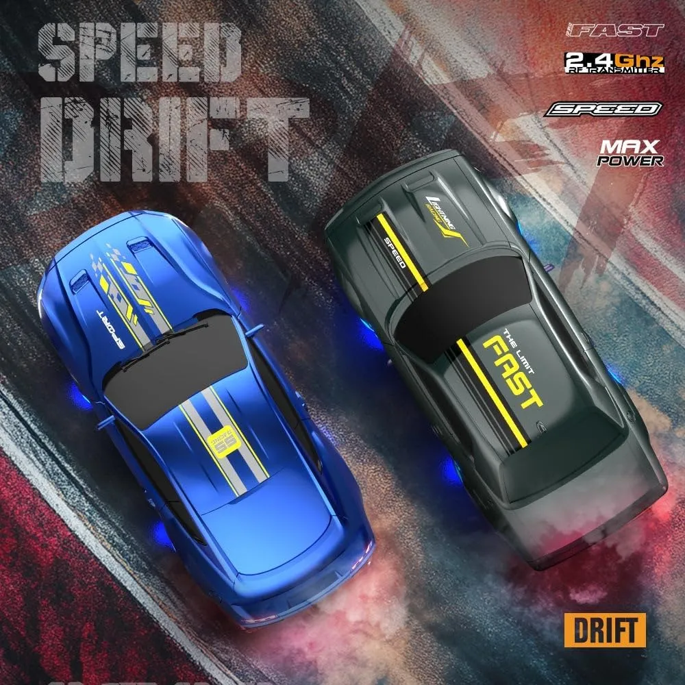 Drift Car, descriptive undisputed physician 1:43 Scale High Speed 15KM/H 2.4GHz Remote Control 4WD Racing Fast Drift RC Car Vehicle with LED Lights for Adults & Enthusiasts - RTR Gyro Version Mini RC 