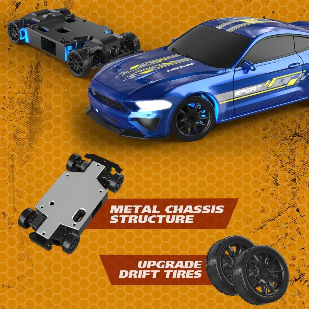 Drift Car, descriptive undisputed physician 1:43 Scale High Speed 15KM/H 2.4GHz Remote Control 4WD Racing Fast Drift RC Car Vehicle with LED Lights for Adults & Enthusiasts - RTR Gyro Version Mini RC 