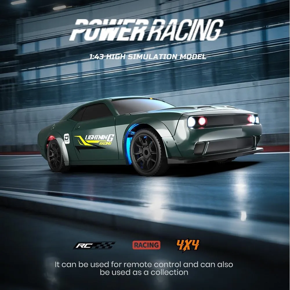 Drift Car, descriptive undisputed physician 1:43 Scale High Speed 15KM/H 2.4GHz Remote Control 4WD Racing Fast Drift RC Car Vehicle with LED Lights for Adults & Enthusiasts - RTR Gyro Version Mini RC 