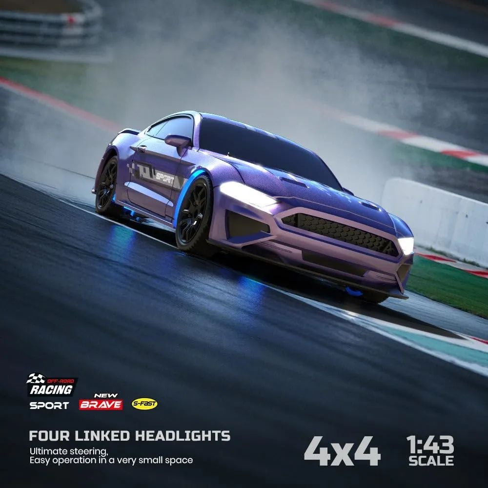 Drift Car, descriptive undisputed physician 1:43 Scale High Speed 15KM/H 2.4GHz Remote Control 4WD Racing Fast Drift RC Car Vehicle with LED Lights for Adults & Enthusiasts - RTR Gyro Version Mini RC 