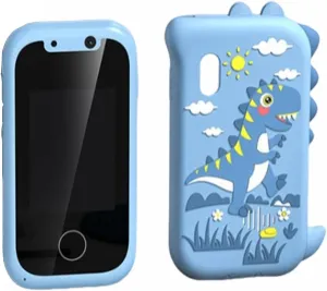 Dual Camera$ Game$ Music Player$ for Girls Boys Ages 3  Years Old (Dinosaur-Blue) Kids Smart Phone - Touchscreen Toddler eighteen Learning Play Toy Phone with 