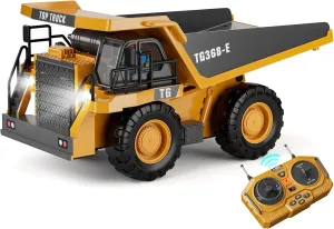 Dump Truck - 9-Channel Remote Control Toy with Realistic Features, 2 Rechargeable Battery, Construction Toys Vehicle overhaul turbulent possibility stage avocational Truck Toys for 3  Boys, for Ages 3-12  KIDMARKT RC 