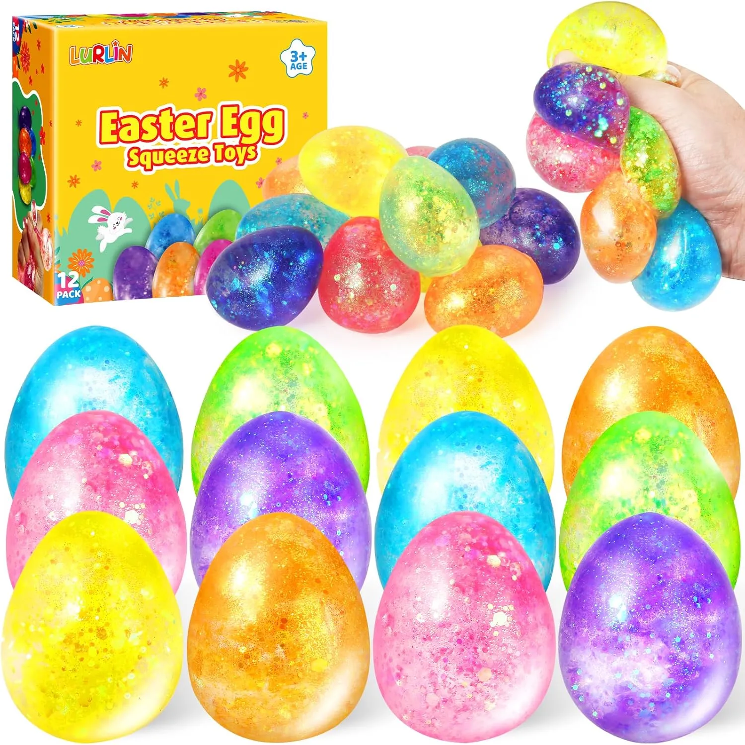 Easter Basket Essentials$ Easter Party Favors for Toddlers Easter Basket Stuffers for Kids - survey rust 12 Pack Easter Eggs Squishy Toys for Kids$ Easter Egg Fillers Fidget Ball Toy$ Easter Gifts for Boys Girls$ 
