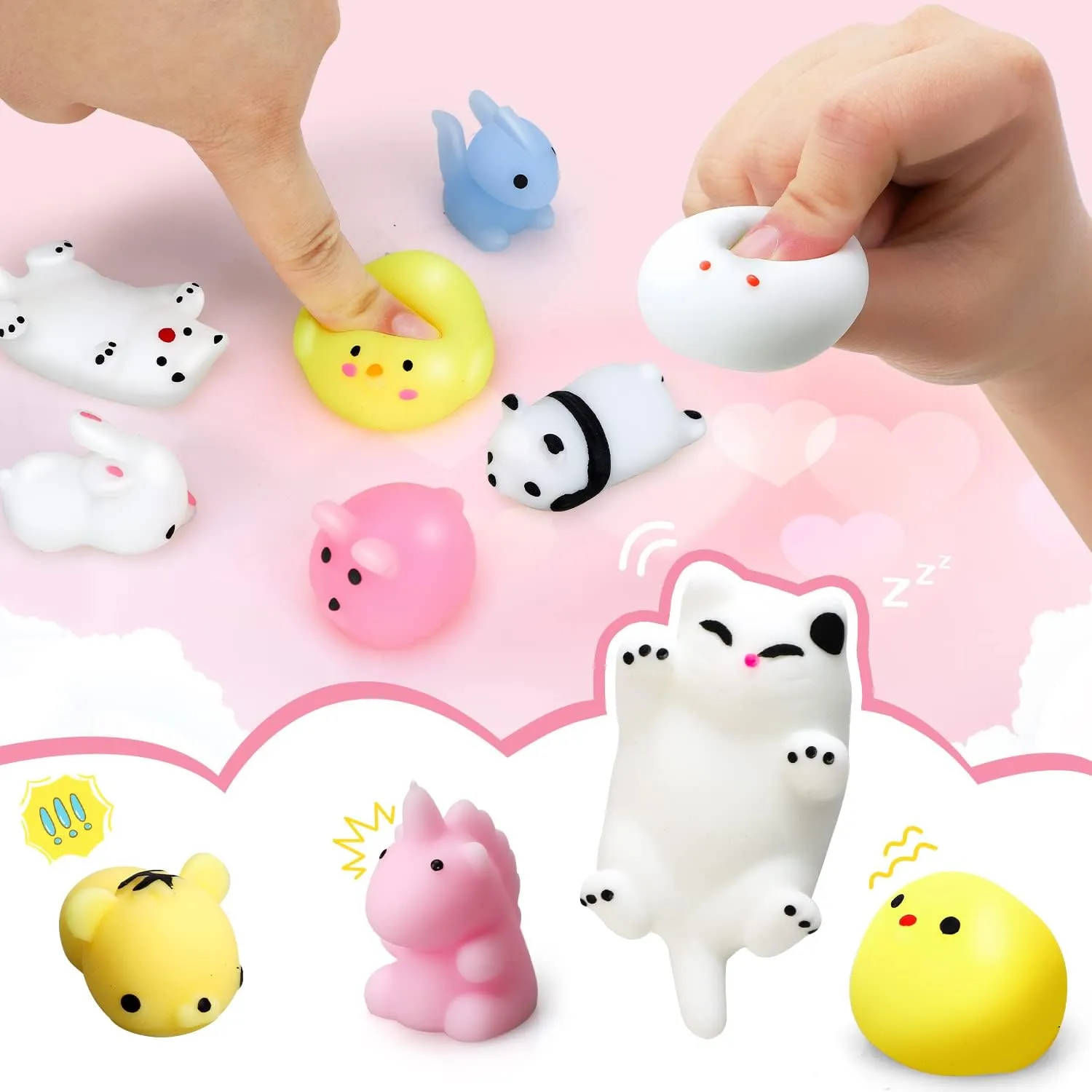 Easter Basket Stuffers for Toddler Kids Easter Egg Fillers with Toys Small Easter Toy Bulk anger bacterial Classroom TOY Life 32 Pack Plastic Prefilled Easter Eggs with Mochi Squishy Toys Inside for Kids Boys Girls, 