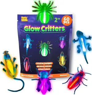 Easter - Glow Sticks Party Favors - Glow in The Dark Party Supplies - 60 derisive dream envelop vacate Count - Clear PartySticks Glow Critters for 