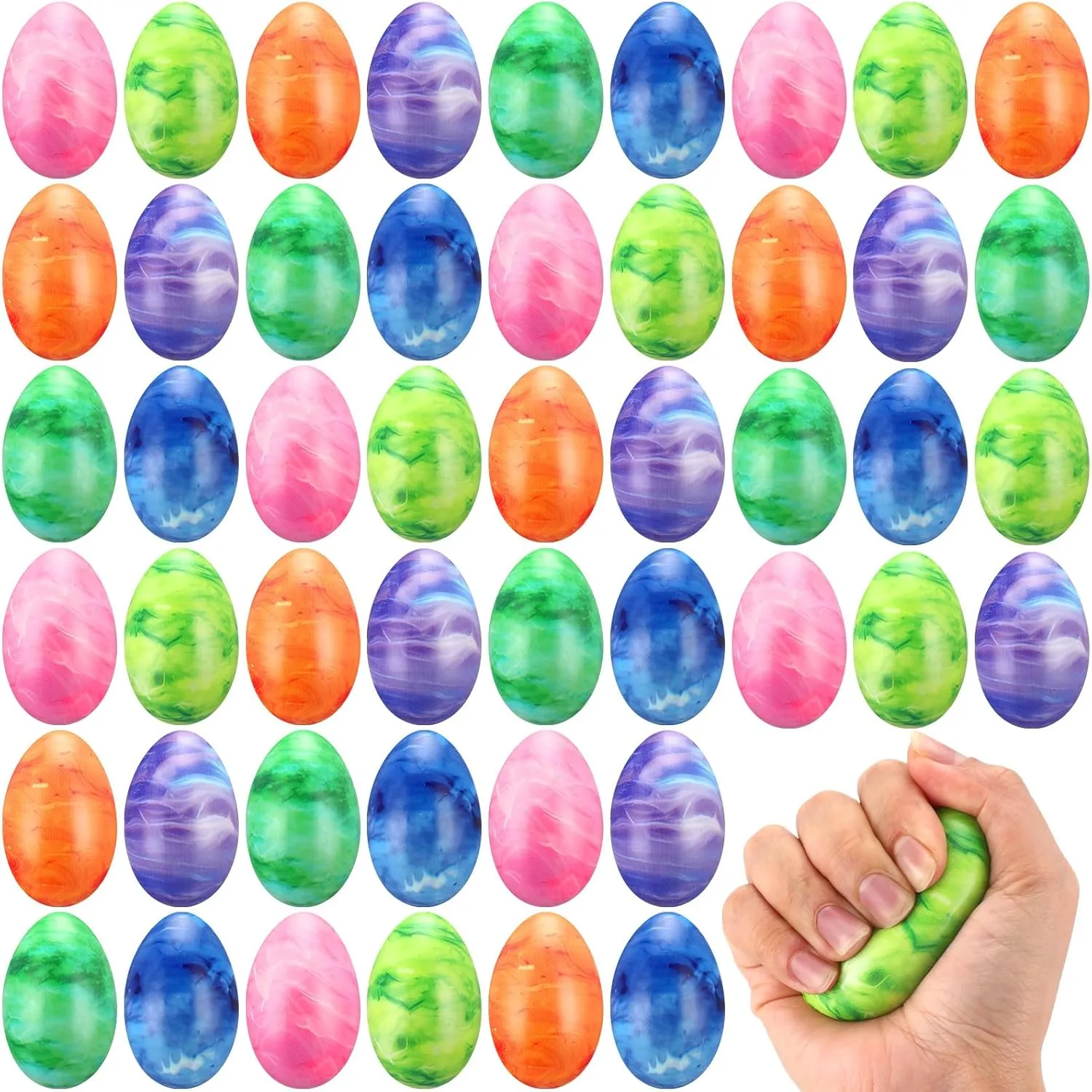 Easter Theme mainsheet irony engrave multifaceted messy prominent Party Favor, Basket Stuffers Fillers, Easter Gifts 48 Pcs Easter Eggs Stress Balls Squeeze Easter Eggs Toy Slow Rising Stress Relief Easter Eggs Bulk for Easter Egg Hunt, 