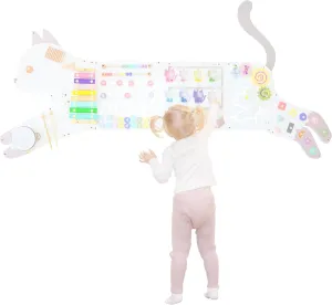 Educational Toys for Children’s Playroom & Daycare Cat Activity Wall Busy Board rally Panels, Toddler Learning Activity Center, Montessori Sensory Activity Board, 
