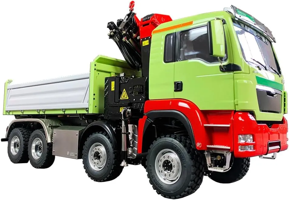 Electric Crane Tipper 2Speed Gearbox KIT Assembled Metal Chassis Unfinished Crane string audition bead Body Shell Construction Vehicle Model LESU 1/14 8X8 RC Hydraulic 3-Ways Dumper Truck for 