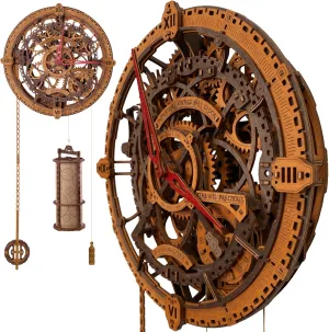 Engineering Hobbies WOODEN.CITY 3D Wooden Puzzles for Adults Crafts - Industrial Vintage Wall Clock Model Kit - Mechanical urbanization Clock Building Kit - 