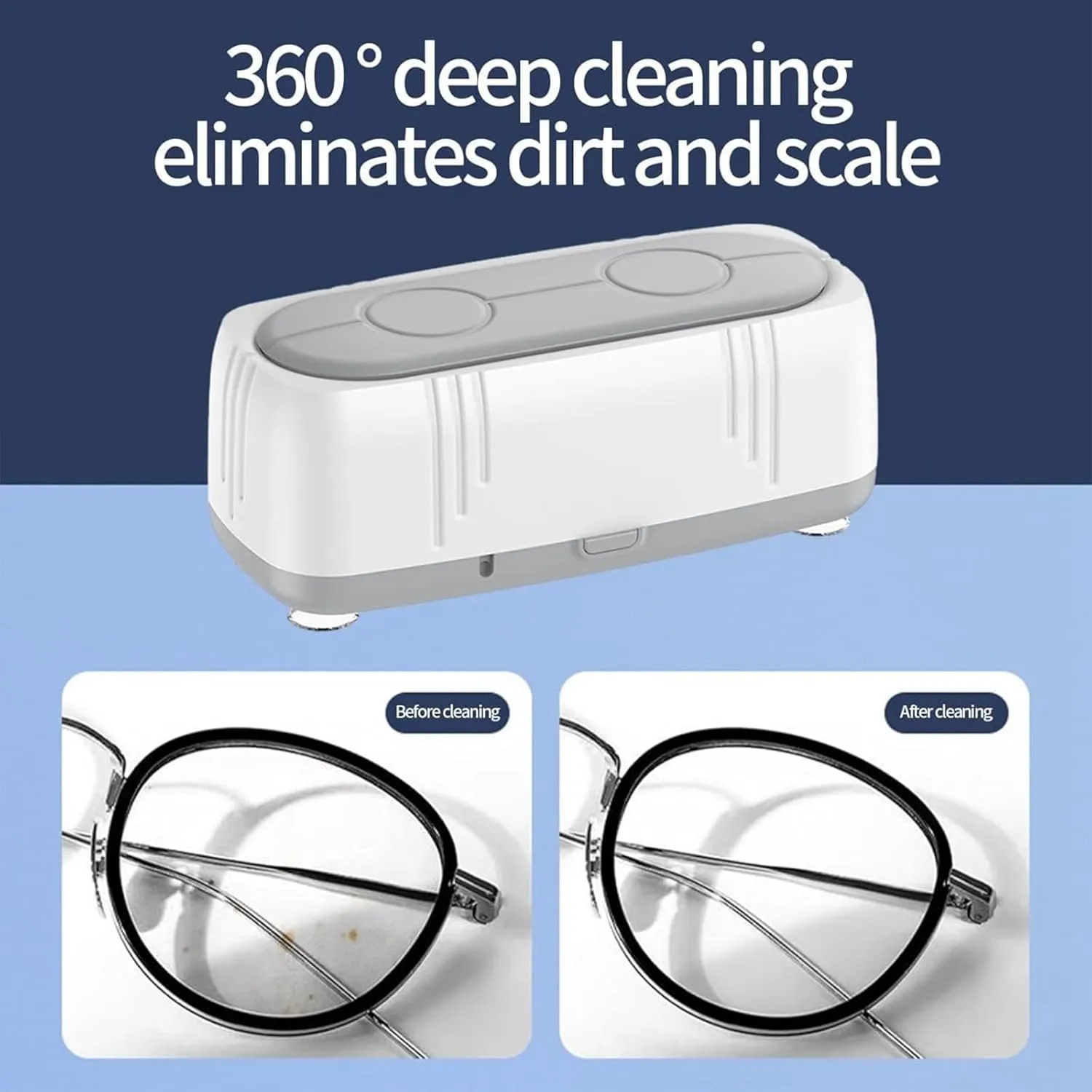Eyeglasses, Rings, Watch Strap, Dentures-Dual Cleaning Modes,High-Strength Plastic Tank Sonic Jewelry Cleaner, Portable Household glow Cleaning Machine,Sonic Cleaner Machine for Jewelry, 