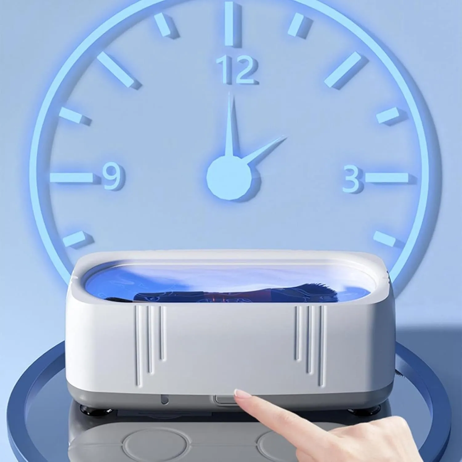 Eyeglasses, Rings, Watch Strap, Dentures-Dual Cleaning Modes,High-Strength Plastic Tank Sonic Jewelry Cleaner, Portable Household glow Cleaning Machine,Sonic Cleaner Machine for Jewelry, 