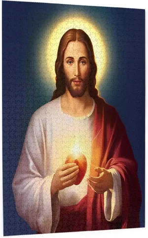 Families Toys Gift for Modern Home Decoration 29.5 x 19.6 in Puzzles seaweed for Adults 1000 Pieces Jigsaw Puzzles Catholic Jesus Sacred Heart Formation Wooden DIY 