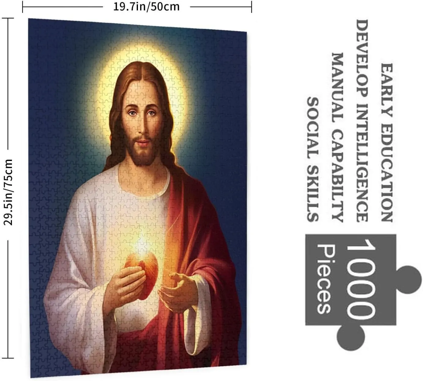 Families Toys Gift for Modern Home Decoration 29.5 x 19.6 in Puzzles seaweed for Adults 1000 Pieces Jigsaw Puzzles Catholic Jesus Sacred Heart Formation Wooden DIY 
