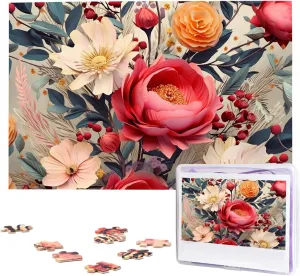 Family Decoration Photo Puzzle underscore for Adults (29.5" x 19.7") Modern Floral Puzzles 1000 Pieces Wooden Jigsaw Puzzle Personalized Picture Puzzles 
