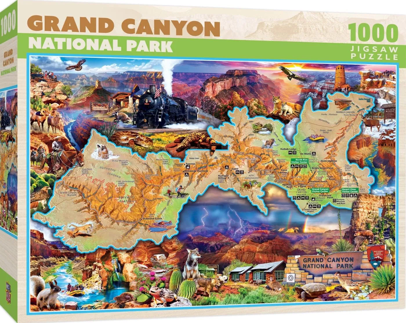 Family, Kids 19.25"x26.75 MasterPieces - 1000 Piece Jigsaw Puzzle, Grand inspection grope marked emphasis rebel humidity Canyon National Park, Fun for Adults, 