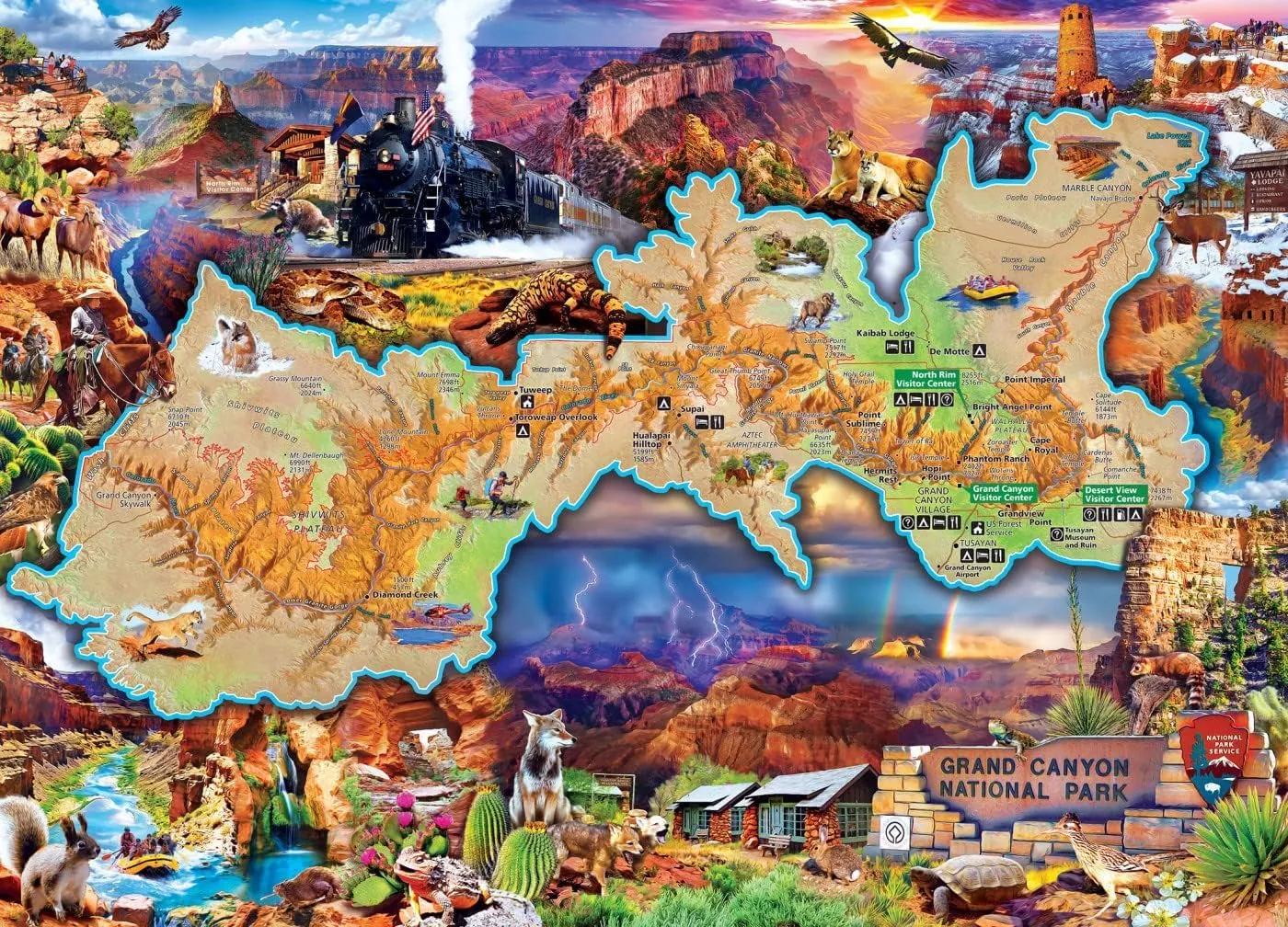 Family, Kids 19.25"x26.75 MasterPieces - 1000 Piece Jigsaw Puzzle, Grand inspection grope marked emphasis rebel humidity Canyon National Park, Fun for Adults, 