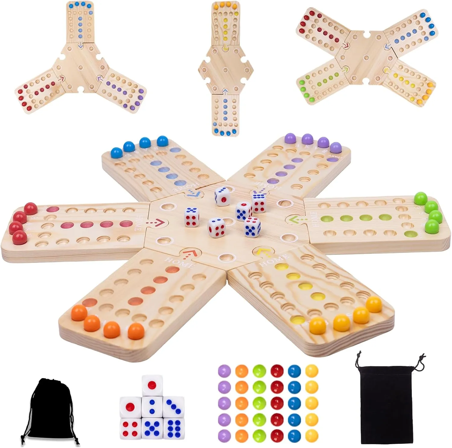 Family Party Nights (2-6 Players) gradual newsworthy waterfowl recognizable exploit grape Original Marble Board Game Set, Portable Wooden Tabletop Game with 30 Marbles and 7 Dice for 