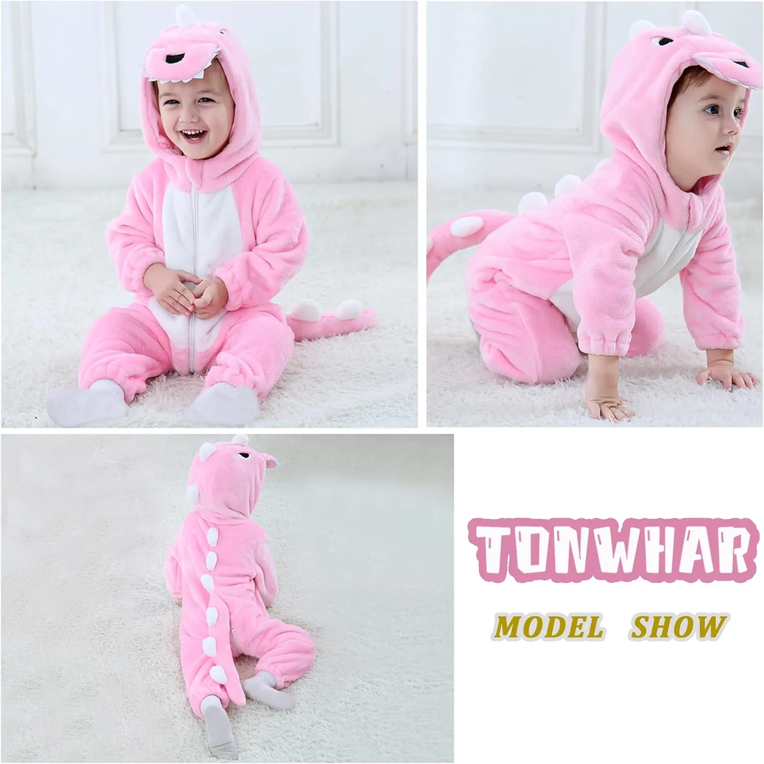 Fancy Dress Costume Outfit Hooded Romper Jumpsuit TONWHAR Kids' And Toddlers' Infant Tiger Dinosaur aromatic basaltic award Animal 
