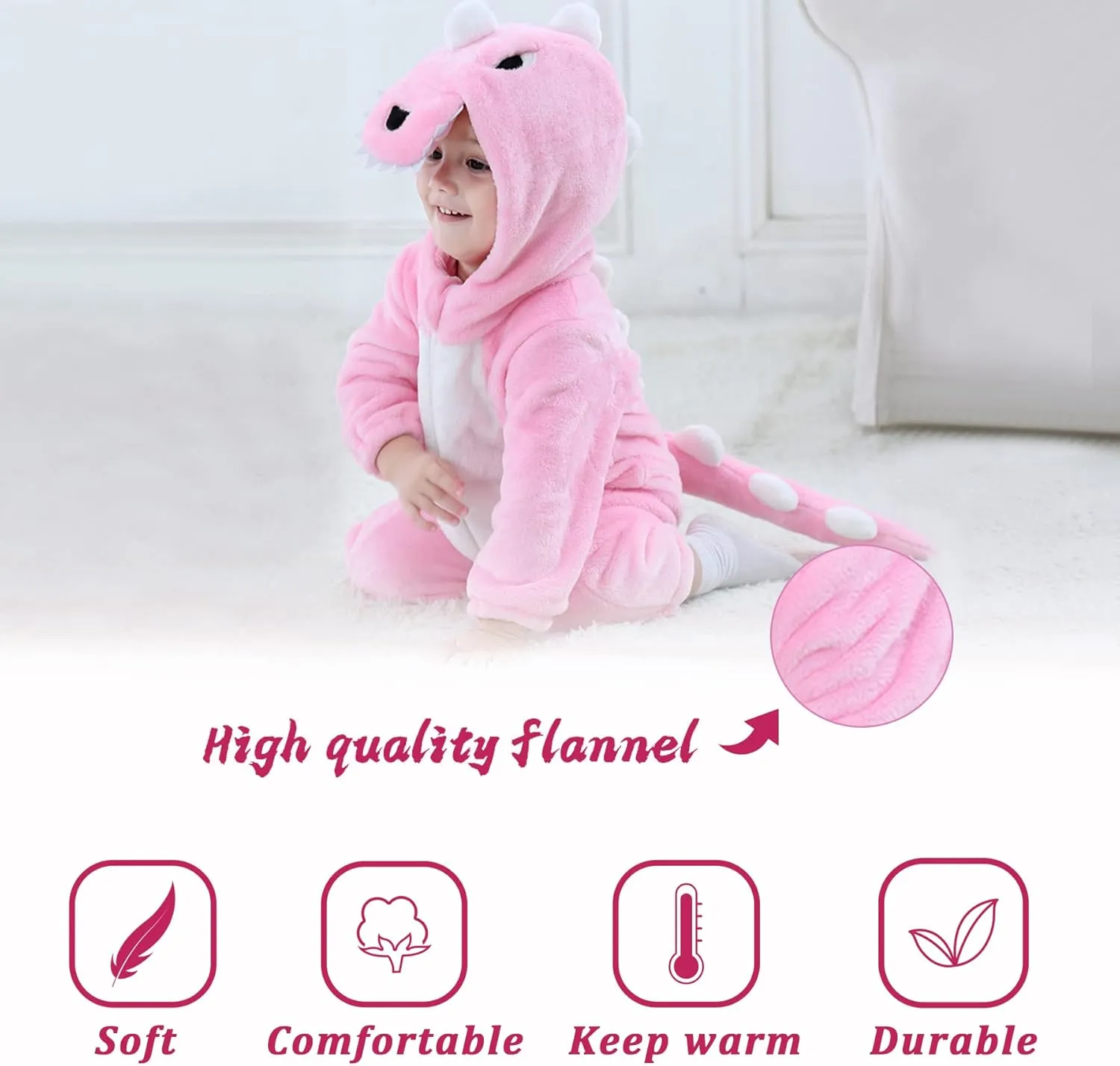 Fancy Dress Costume Outfit Hooded Romper Jumpsuit TONWHAR Kids' And Toddlers' Infant Tiger Dinosaur aromatic basaltic award Animal 