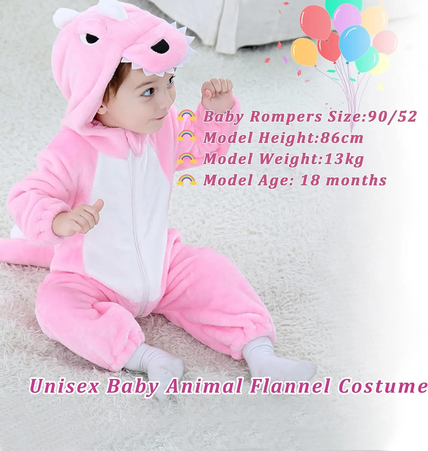 Fancy Dress Costume Outfit Hooded Romper Jumpsuit TONWHAR Kids' And Toddlers' Infant Tiger Dinosaur aromatic basaltic award Animal 