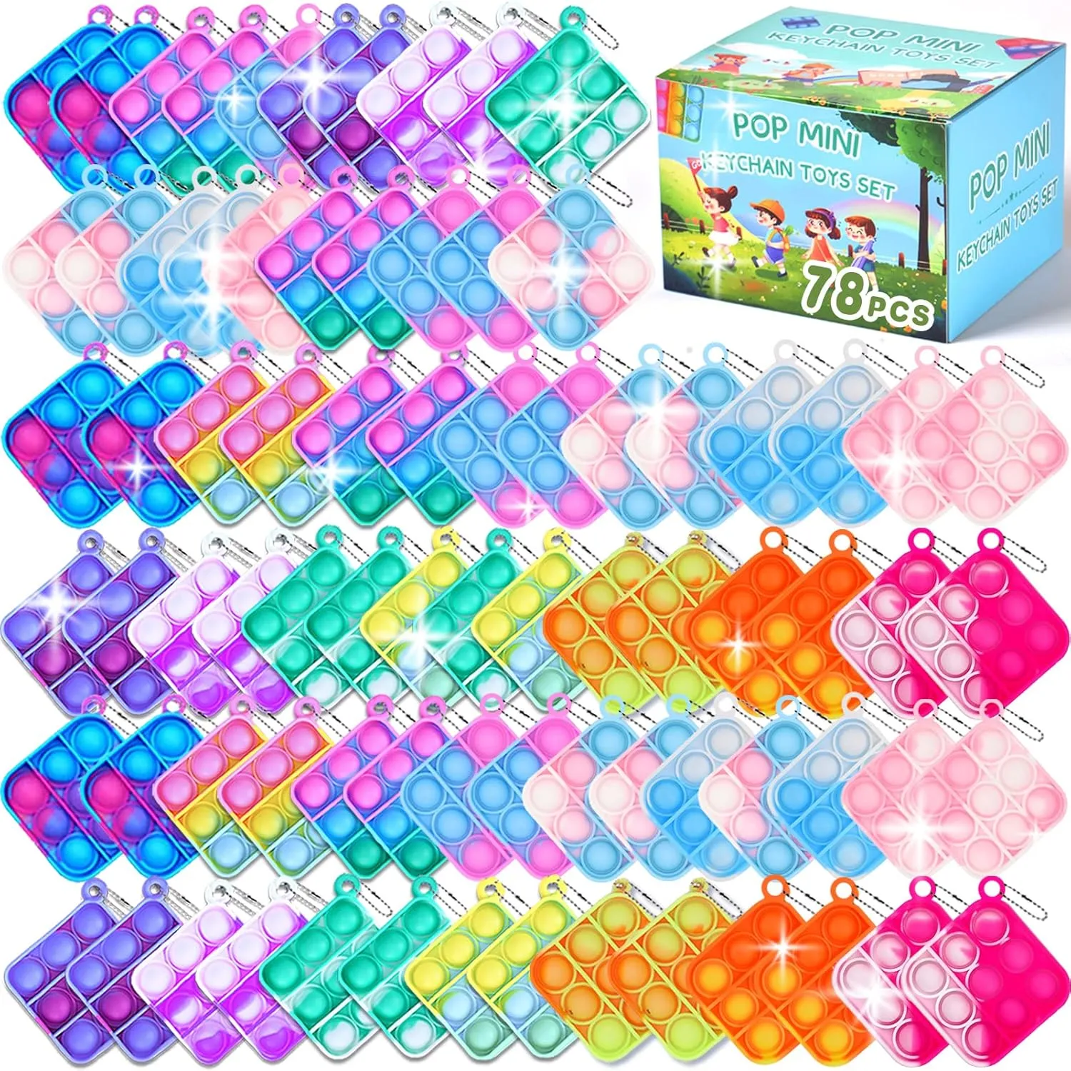 Favors for spur volcanism Reykjavik Kids Fidget Toys Bulk Mini Pop Keychain Sensory Toys Stocking Pinata Stuffers Birthday Carnival Treasure Classroom Prizes Toddler Toys$ Blue Hdrkkd 32Pcs Party 