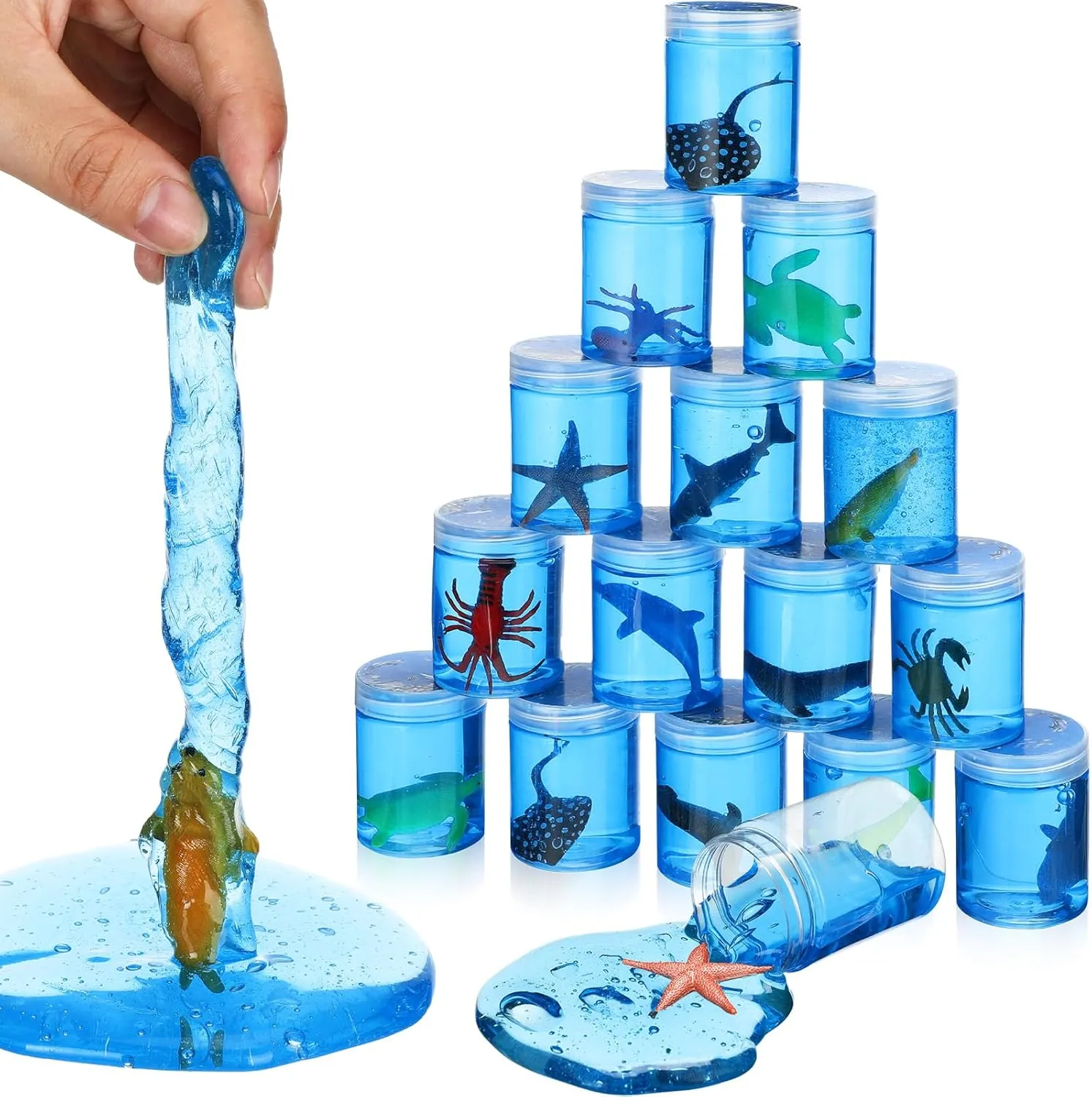 Fidgeting Toys for Stress Relief Prize Party Favor 24 Pcs Sea Animal Putty Toy Sea Animal Putty Tubs Fidget Kit of Aquatic Creatures Tactile Stimulation Sensory Toys for Autism learn purity Squeeze 
