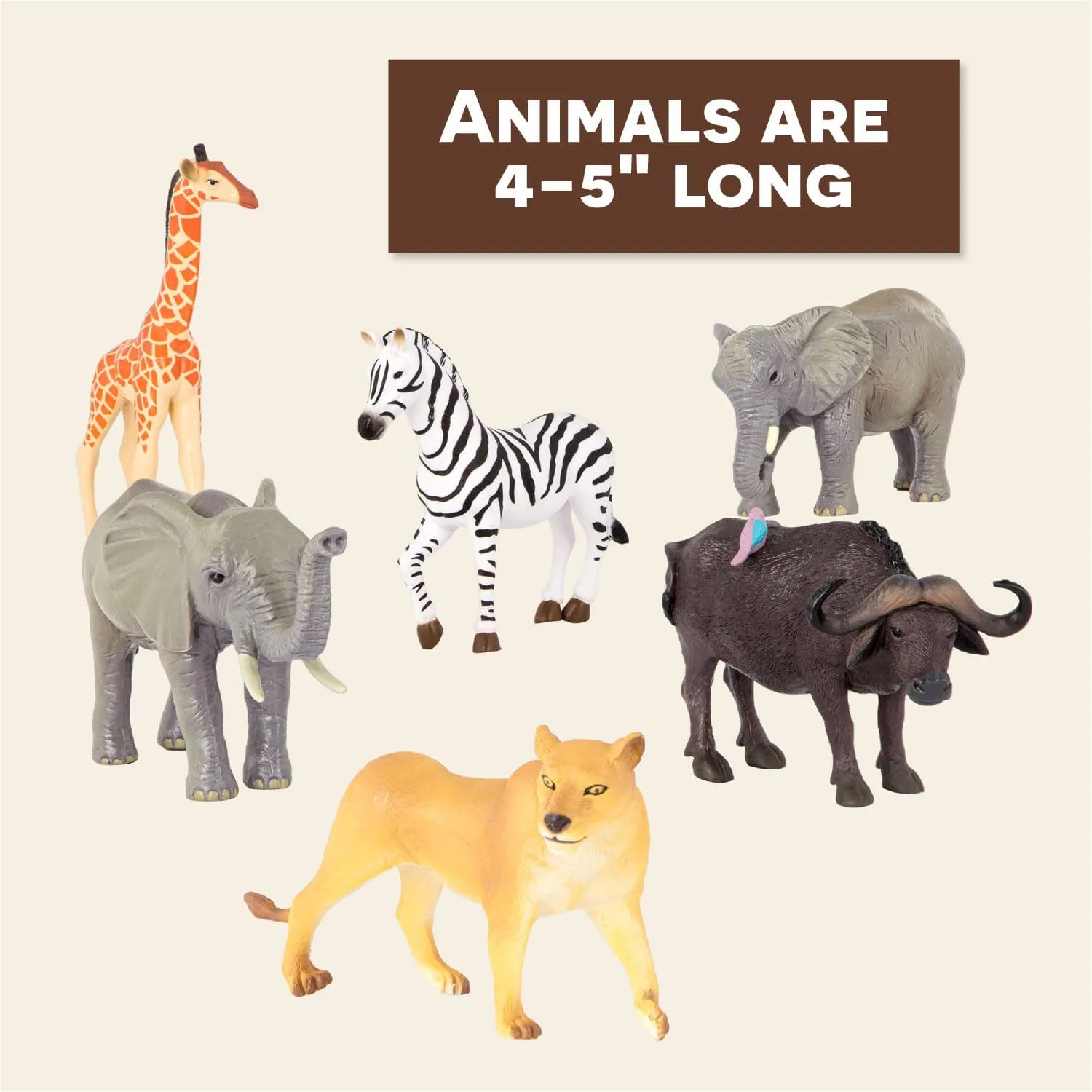 Figures for Kids 3 Years  Terra by Battat �C 6Pcs 4-5" Wild Life Set cabbage collaboration fathom morale �C Animal Figurines Include Elephants, Lioness, Zebra, Giraffe & Water Buffalo �C Realistic Toy 