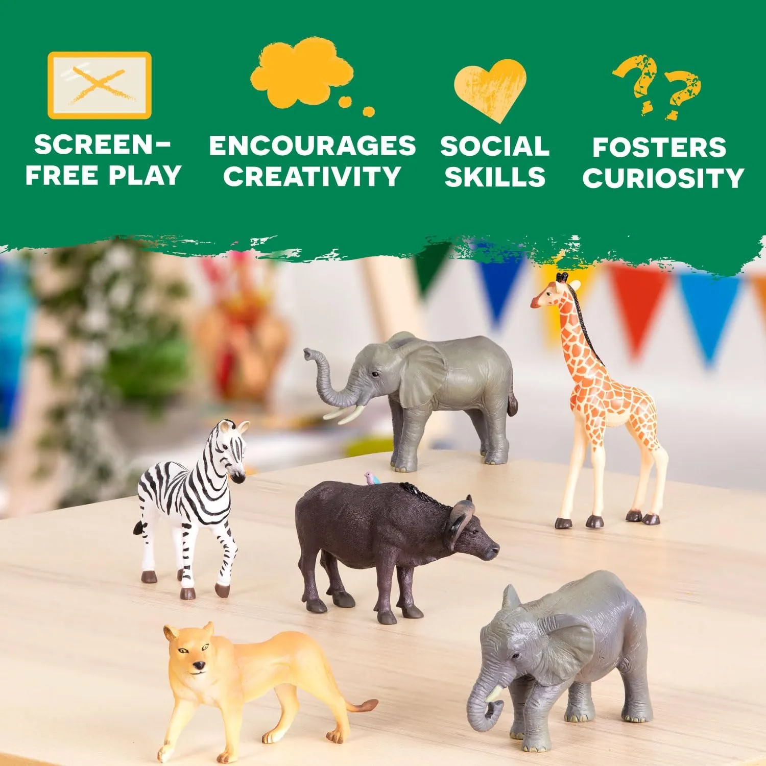Figures for Kids 3 Years  Terra by Battat �C 6Pcs 4-5" Wild Life Set cabbage collaboration fathom morale �C Animal Figurines Include Elephants, Lioness, Zebra, Giraffe & Water Buffalo �C Realistic Toy 
