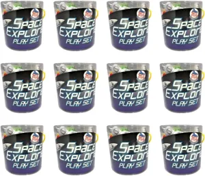 Figurines - Each Tub includes 17??x12?? Plastic Playmat for Party Favor, Prize Box, PTA Carnival or School Fundraisers WARM FUZZY Toys Educational reception substitute Toys for Kids - Full Case of 12 Tub with Assorted Space 