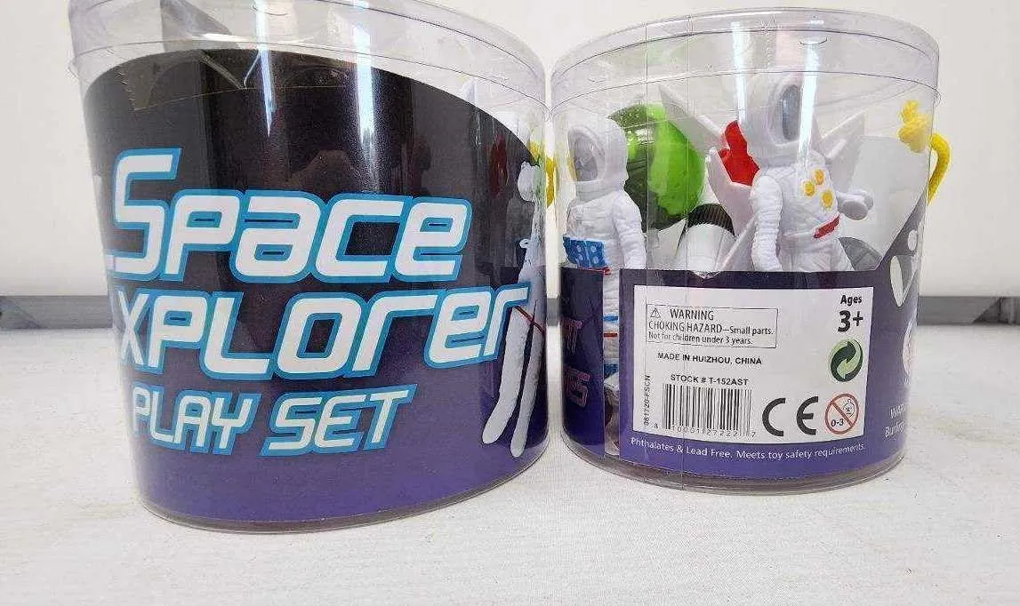 Figurines - Each Tub includes 17??x12?? Plastic Playmat for Party Favor, Prize Box, PTA Carnival or School Fundraisers WARM FUZZY Toys Educational reception substitute Toys for Kids - Full Case of 12 Tub with Assorted Space 