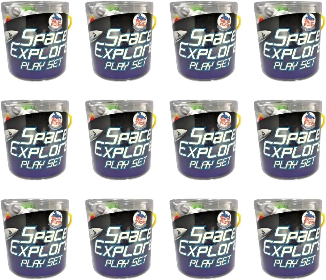 Figurines - Each Tub includes 17??x12?? Plastic Playmat for Party Favor, Prize Box, PTA Carnival or School Fundraisers WARM FUZZY Toys Educational reception substitute Toys for Kids - Full Case of 12 Tub with Assorted Space 