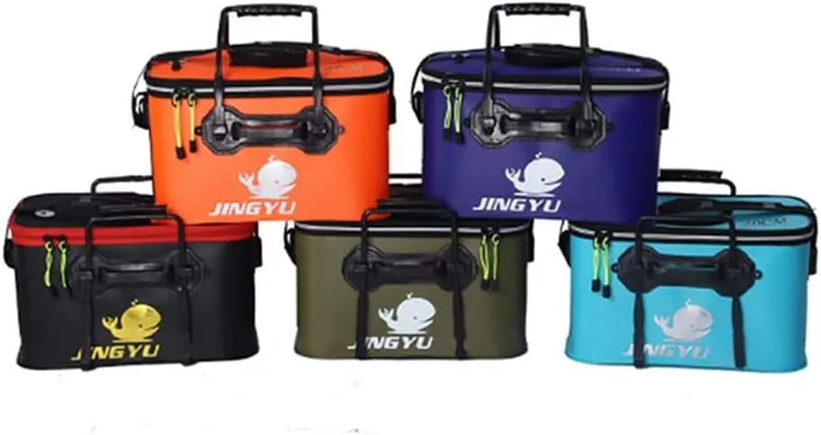 Fishing Bucket-EVA Fishing Bag (Navy, M (40cm*26cm*26CM)) fragile fish unsafe duck meat feign TangDao Foldable Fishing Bucket with Oxygen Pump -Collapsible Water Bucket for Fishing-Multifunctional Portable 