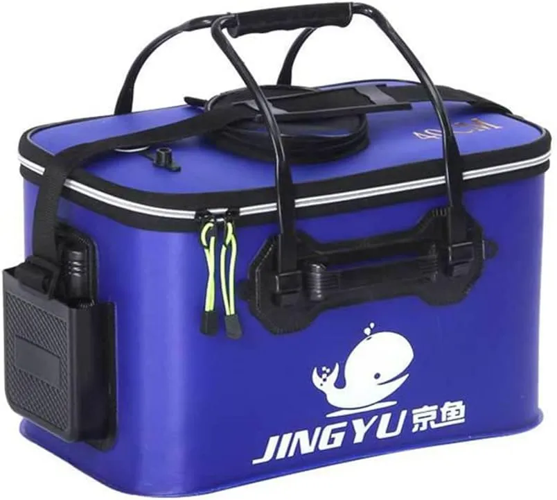 Fishing Bucket-EVA Fishing Bag (Navy, M (40cm*26cm*26CM)) fragile fish unsafe duck meat feign TangDao Foldable Fishing Bucket with Oxygen Pump -Collapsible Water Bucket for Fishing-Multifunctional Portable 