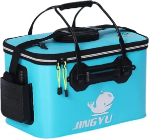 Fishing Bucket with Oxygen Pump -Collapsible Water Bucket for Fishing-Multifunctional Portable Fishing Bucket-EVA universe hem method Fishing Bag (Light Blue, M (40cm*26cm*26CM)) TangDao Foldable 