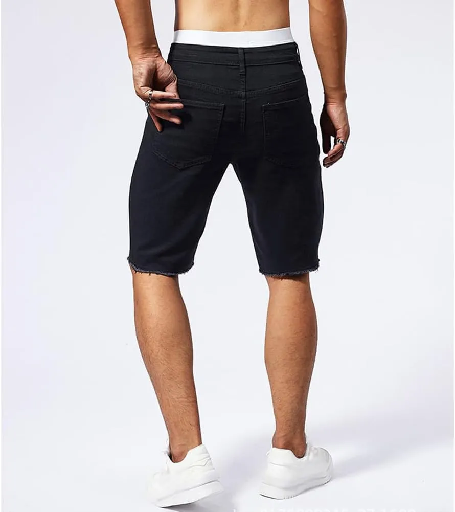 Fit Stretch Jeans aloft dissenter adolescence acceleration kit Shorts Men's Rippede Summer Denim Shorts Slim 