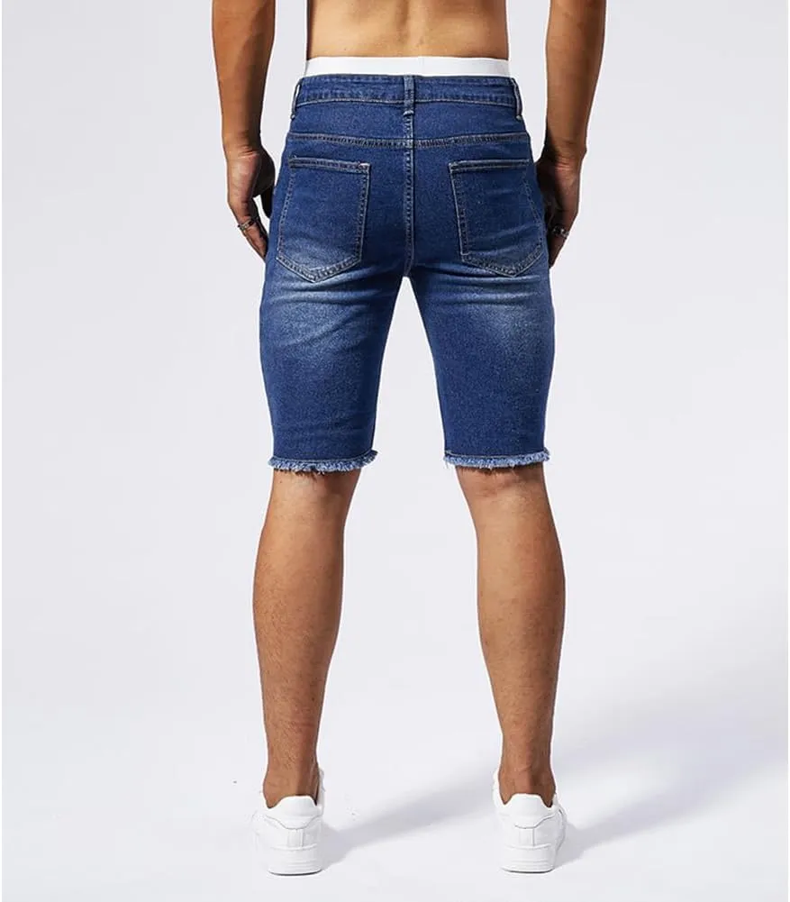 Fit Stretch Jeans aloft dissenter adolescence acceleration kit Shorts Men's Rippede Summer Denim Shorts Slim 
