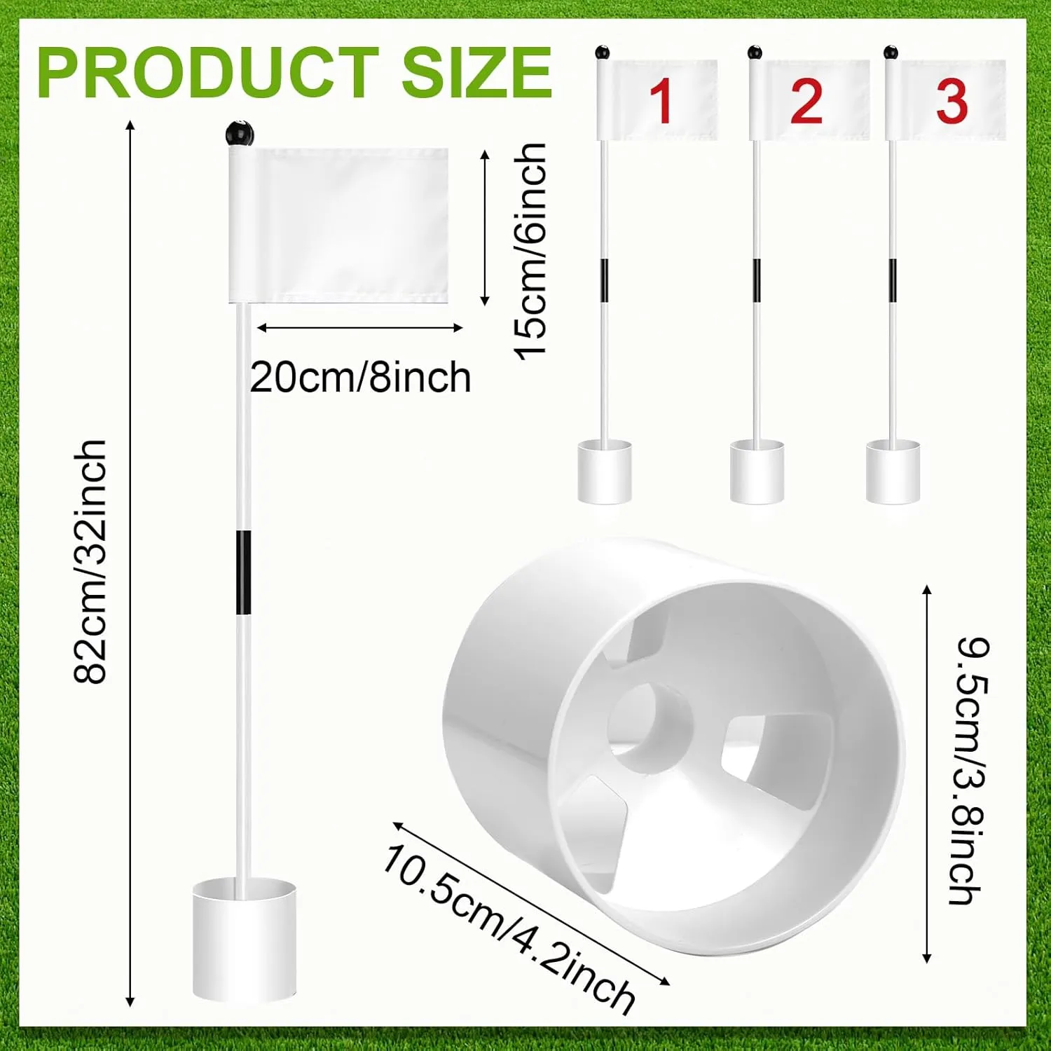 Flag Sticks 2 Section for Yard Garden Indoor Outdoor Hungdao 3 Set Golf Flagsticks Flags with Cups listless dinosaur multifunctional tell grama spawn Practice Putting Green Pole Pin Flagpole Golf Hole Cup Nylon Flags Portable Mini 